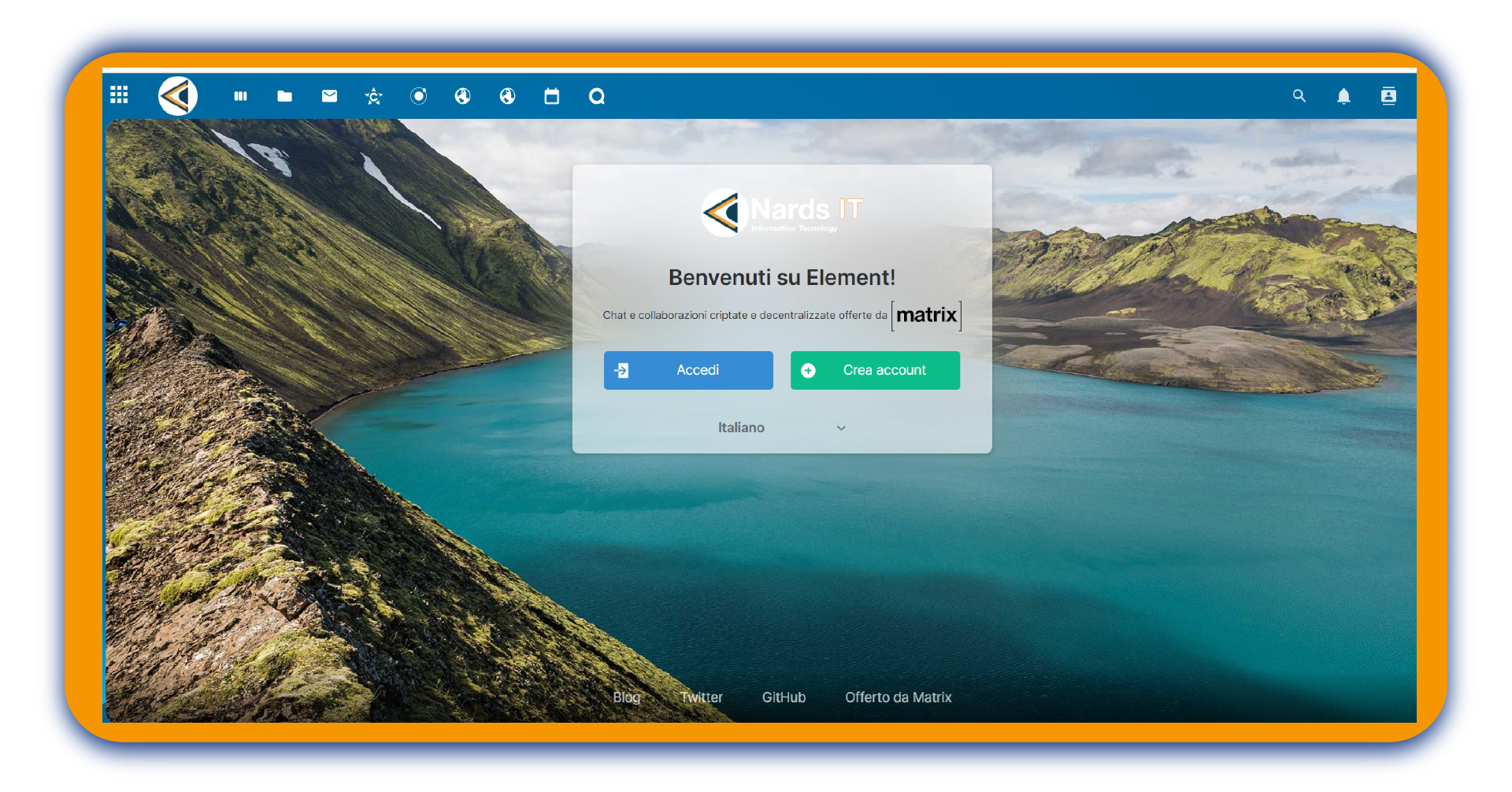 dashboard di benvenuto su Element